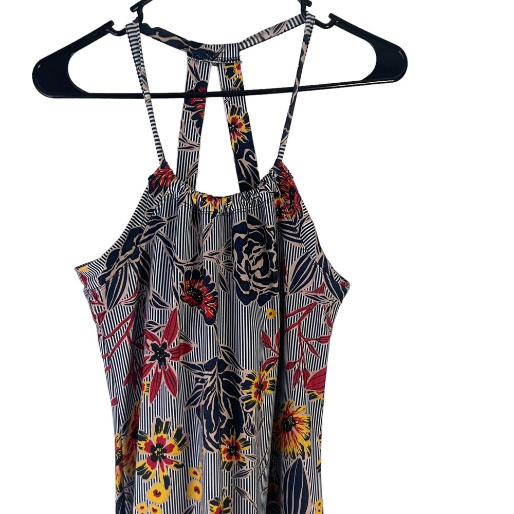 Balance Collection‎ Women's Size Medium Blue Striped Floral Knee Length Dress - Picture 2 of 8
